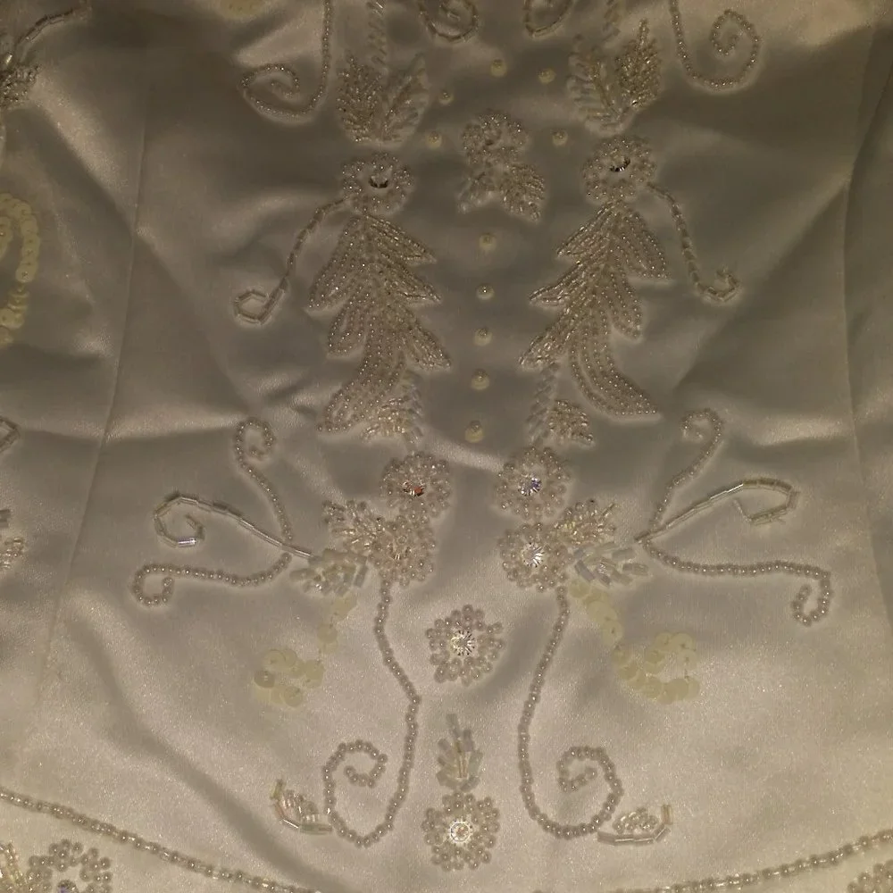 Vintage Style Mori Lee Beaded Satin Gown in Soft White - Picture 7 of 12